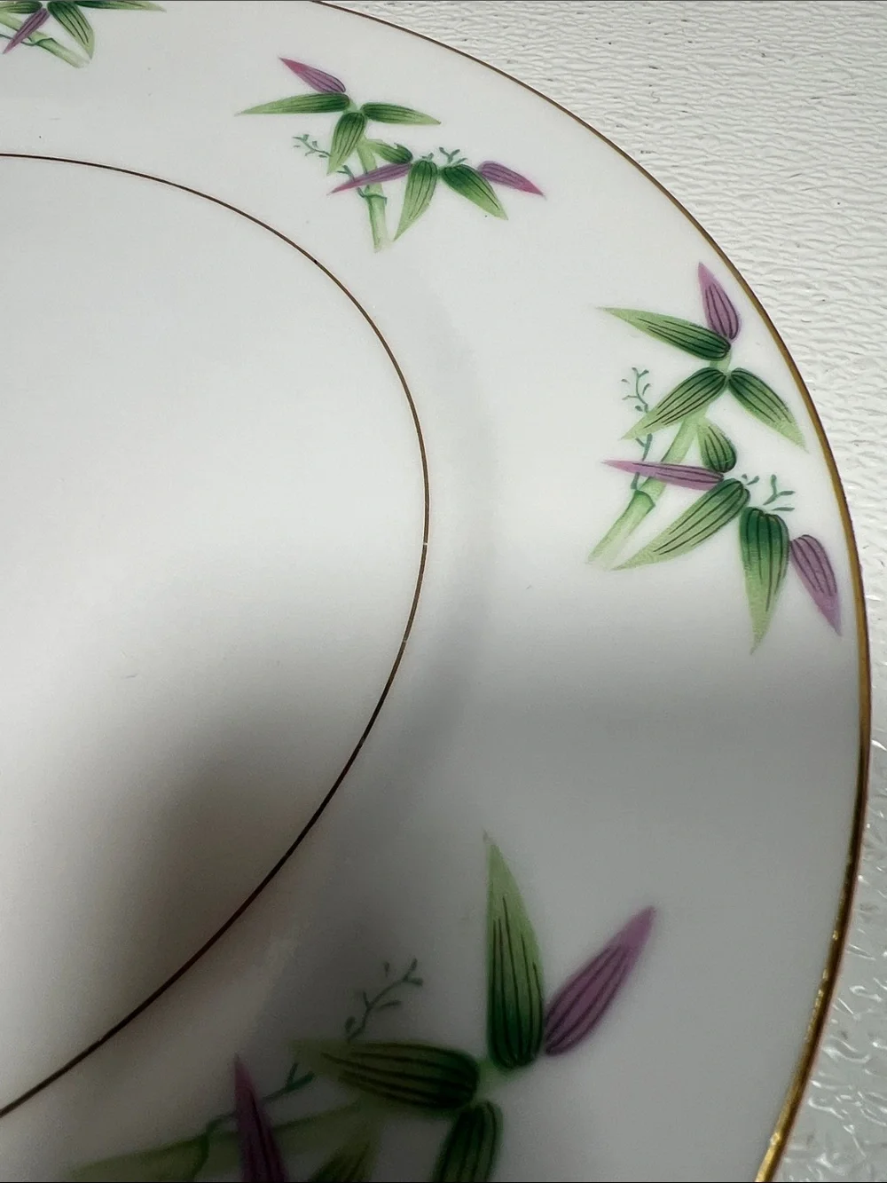 Vtg Harmony House Green Purple Bamboo Mandarin Plate Platter Gravy Boat Japan
